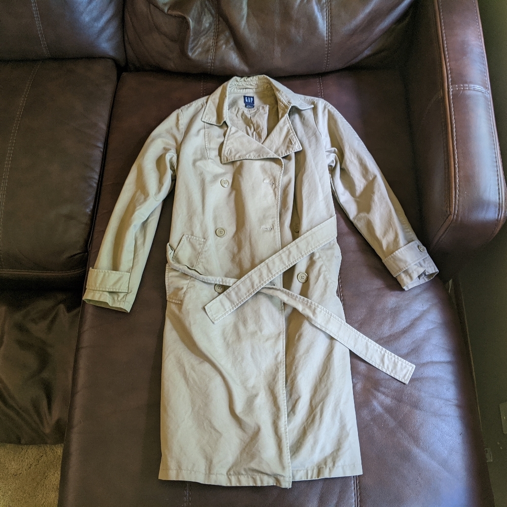 Gap khaki women's trench coat sz L